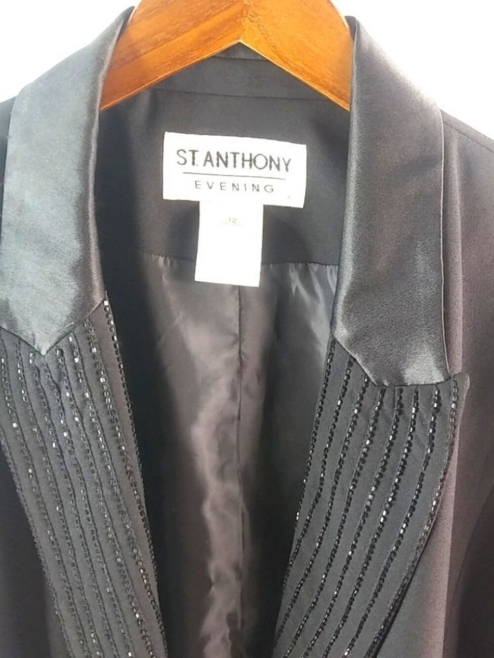 St. Anthony Evening 12 Black Beaded Jacket Funeral